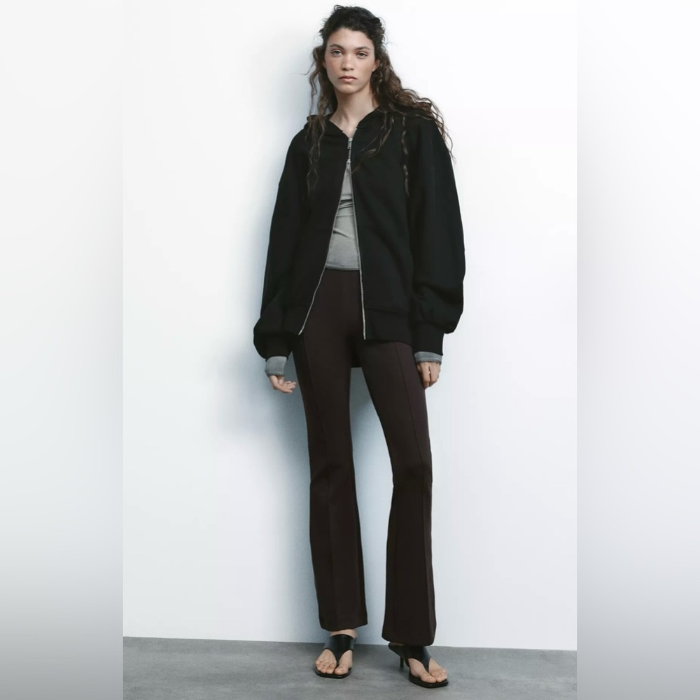 ZARA INTERLOCK FLARE PANTS . SIZE L